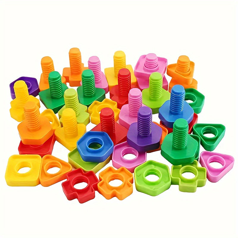 20pcs/10sets Screw Building Blocks, Plastic Insert Building Blocks, Nut Shape Youngsters's Toys, Educational Toys