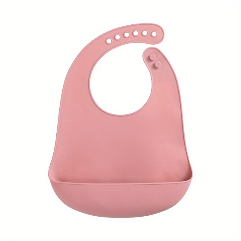 1 pc Waterproof Silicone Baby Bibs - Soft, Adjustable, BPA-Free Feeding Cloths for Infants - Solid Color Design with Easy Clean-Up
