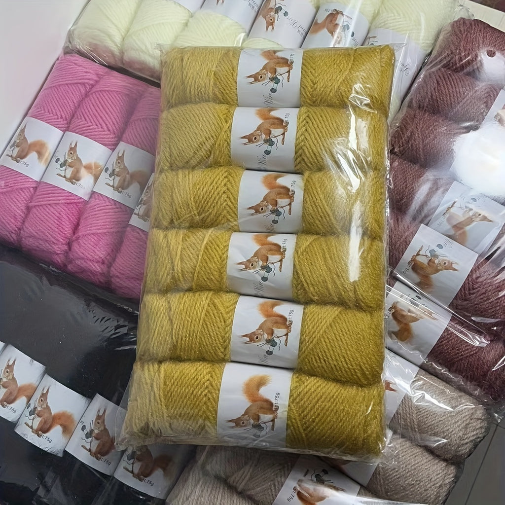 6pcs Solid Color Soft Yarn For Knitting And Crocheting Sweater, Shawl, Scarf, 2.65oz/pc