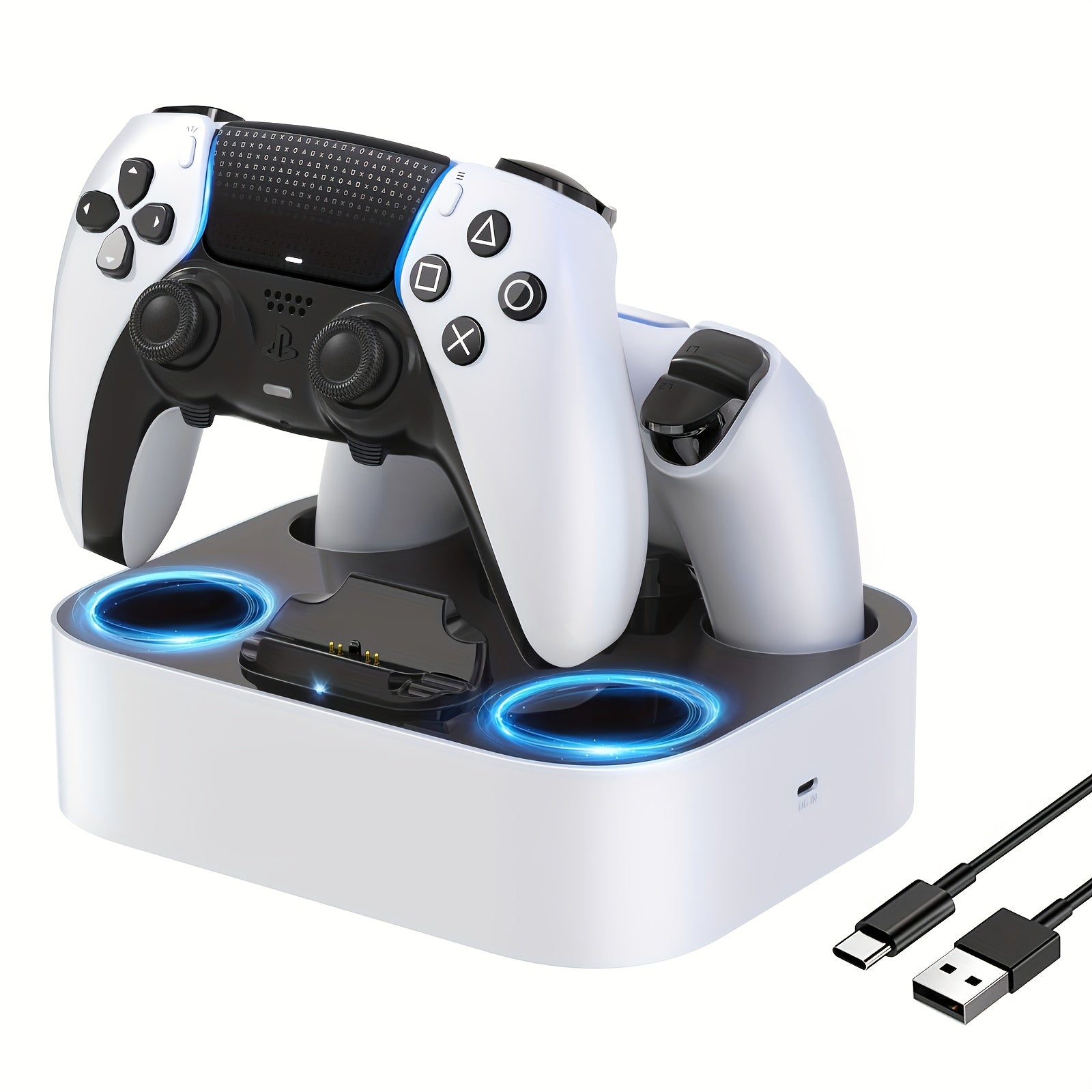 for PS5 Controller Charger Station Compatible with Dualsense Edge Controller, Fast Charging Dock Stand with Cable, Dual Controller Charging Station for Playstation 5 &for DualSense Edge Controller