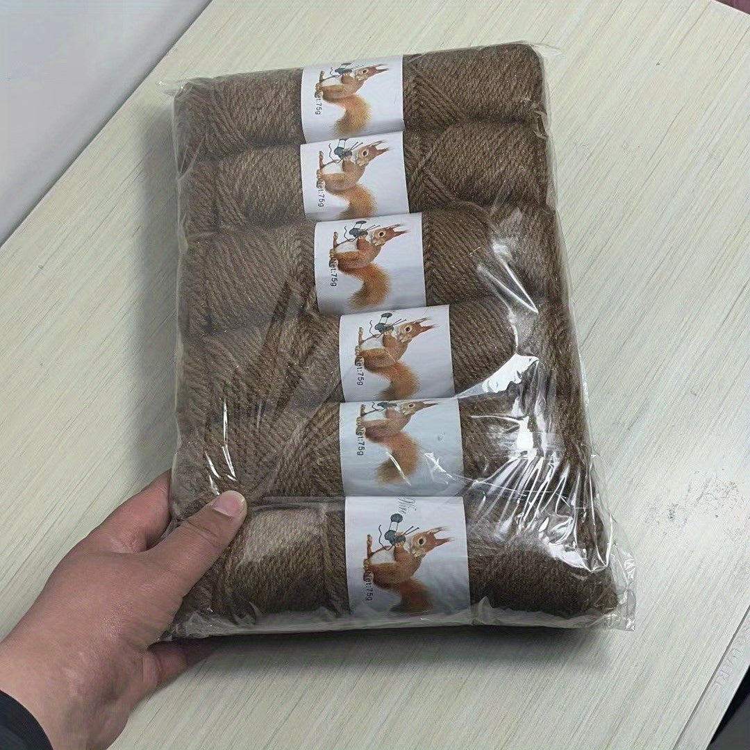 6pcs Solid Color Soft Yarn For Knitting And Crocheting Sweater, Shawl, Scarf, 2.65oz/pc