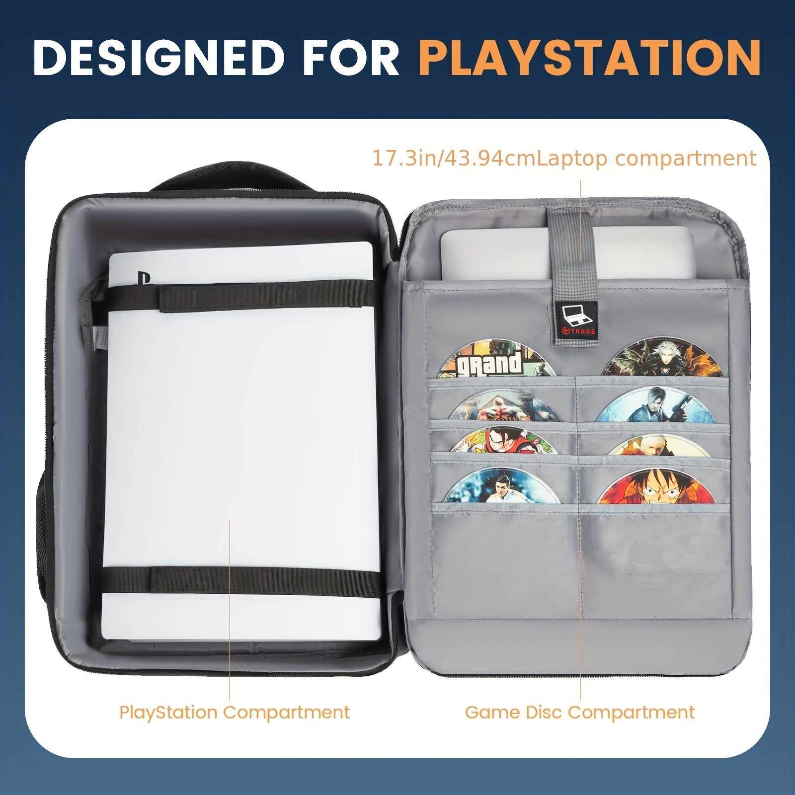 PlayStation 5 Compatible Travel Backpack, Large Capacity Gaming Console Carrying Case for Sony PS5, Durable Polyester Storage Bag with Pockets for Headset, Game Discs, Controllers, Monitor, Charger & Accessories - Ideal Gift