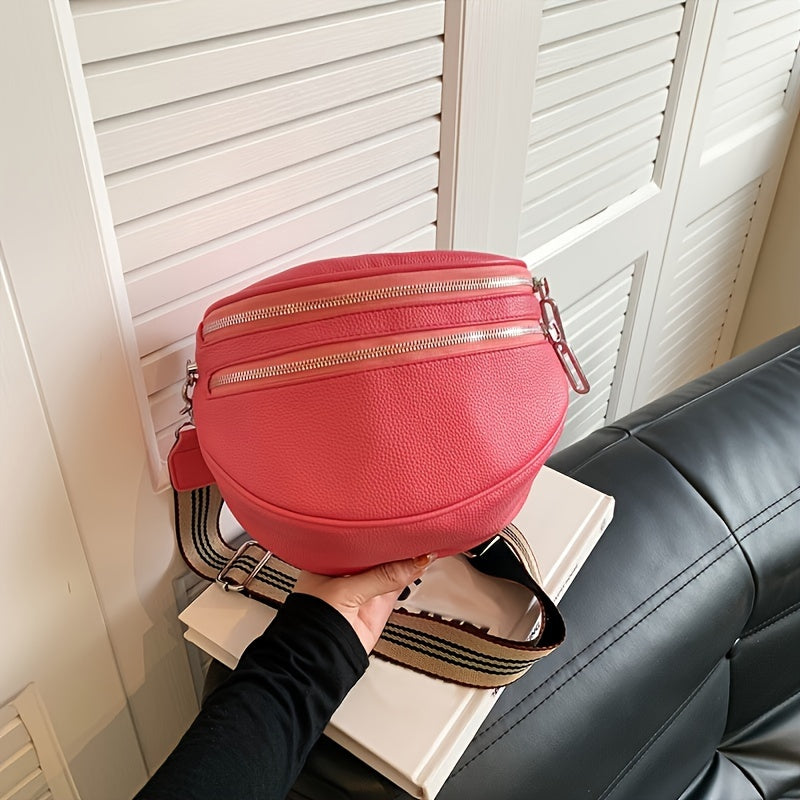 PU Large Capacity Money Backpack with Adjustable Strap - Zipper Closure Bag, Crossbody Messenger Purse for, Shopping & Everyday Use, Durable Casual Handbag (Solid Color, Fits books, Laptop, Cash)