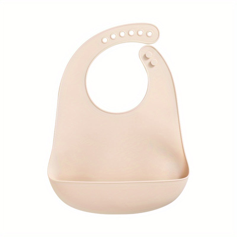 1 pc Waterproof Silicone Baby Bibs - Soft, Adjustable, BPA-Free Feeding Cloths for Infants - Solid Color Design with Easy Clean-Up