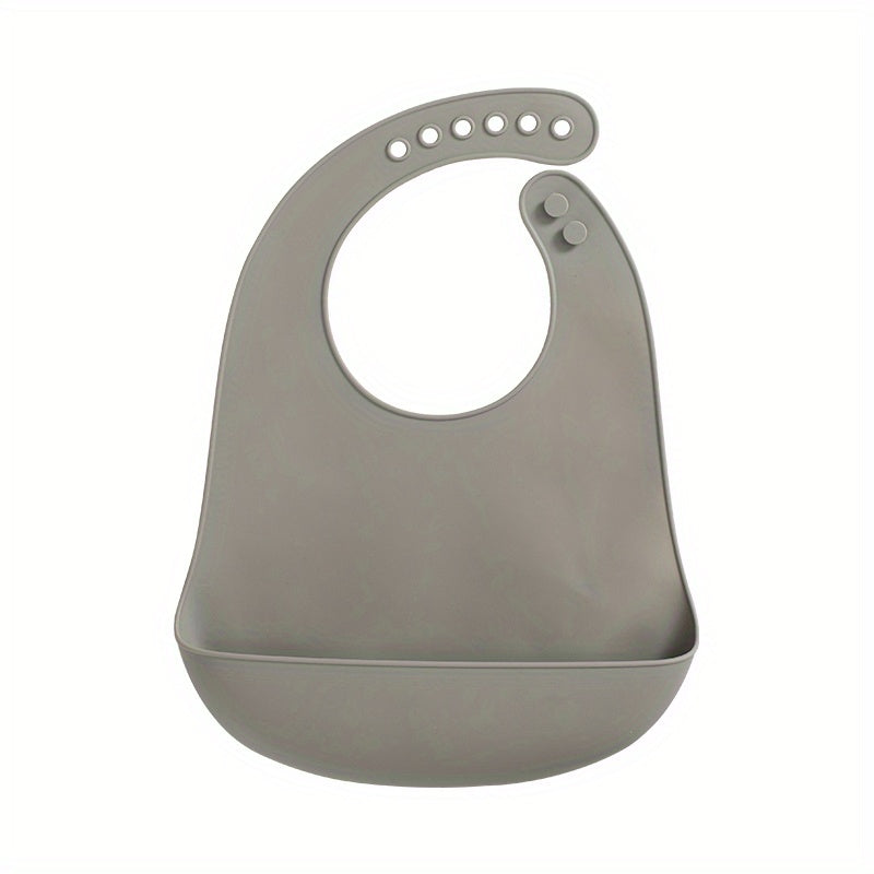 1 pc Waterproof Silicone Baby Bibs - Soft, Adjustable, BPA-Free Feeding Cloths for Infants - Solid Color Design with Easy Clean-Up