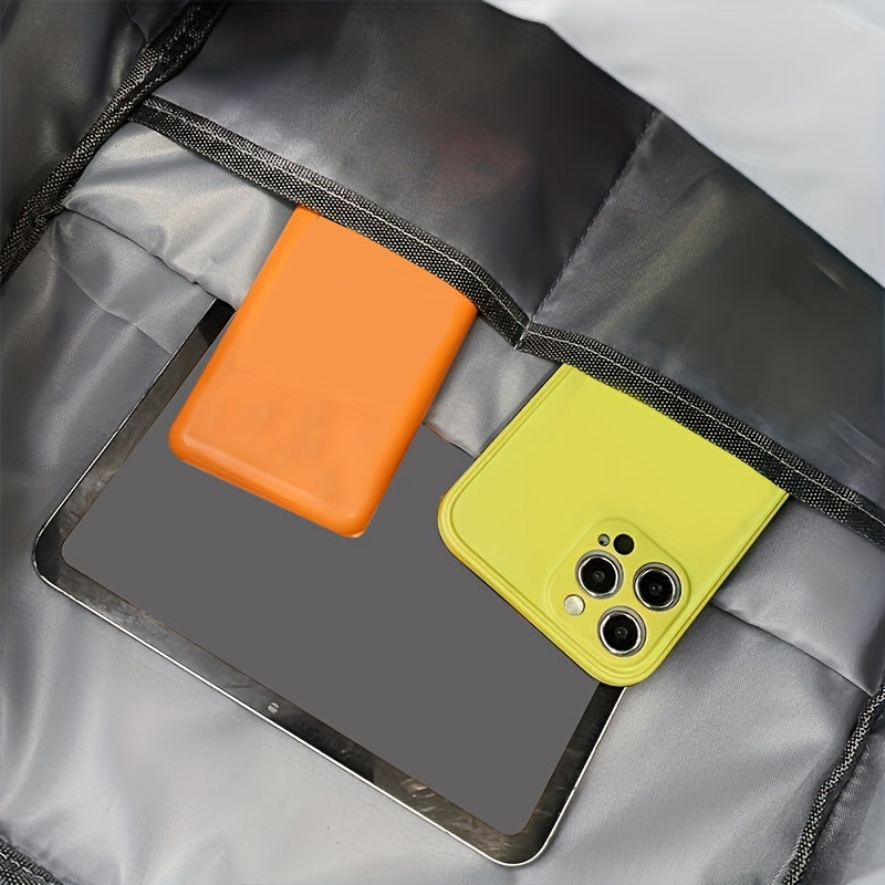 Reflective Graffiti-Style Large Capacity Backpack - Durable Nylon, Casual College & High School Bag with Laptop Compartment, Hand-Washable, Black with White & Gray Graphics, Backpack for School