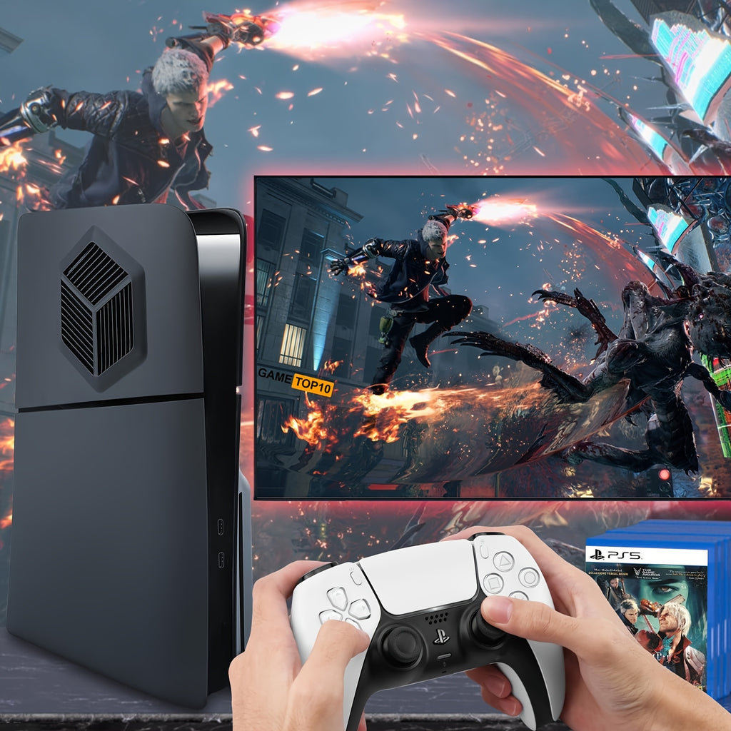 PS5 Slim Hard Shell Cover - Shockproof Face & Side Plates for Disc Edition, Premium ABS Replacement Panels, Black - Compatible with PlayStation 5 Console