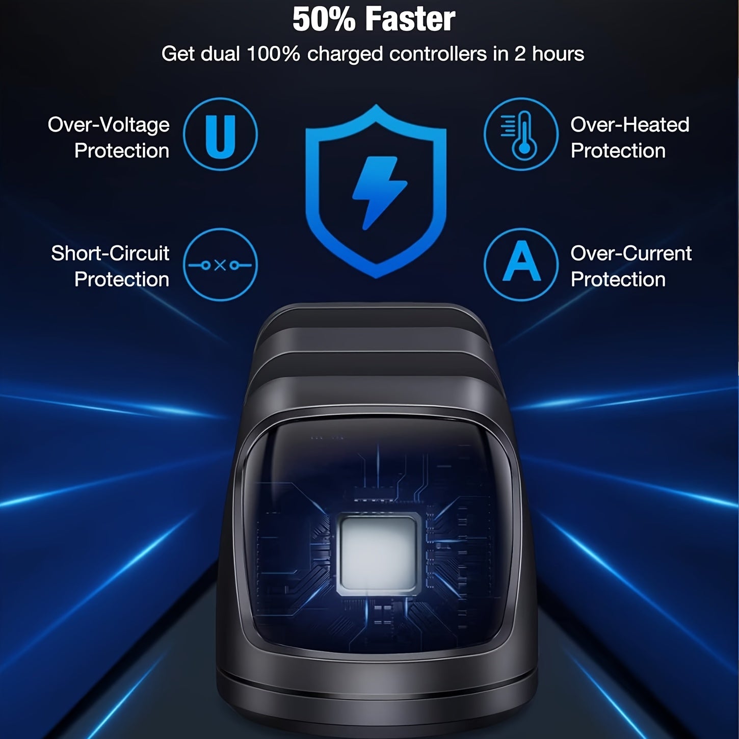 PS5 DualSense Charging Station - Fast-Charge Dock with USB Cable for PlayStation 5 Controllers, Compatible with PS5/PS5 Slim Models, Durable ABS Material