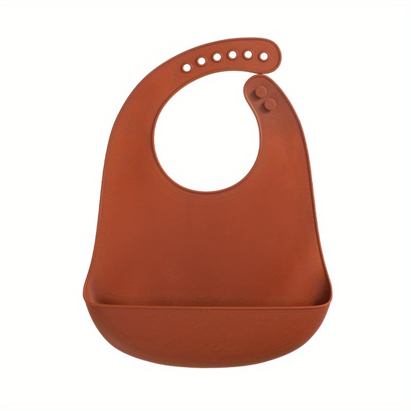 1 pc Waterproof Silicone Baby Bibs - Soft, Adjustable, BPA-Free Feeding Cloths for Infants - Solid Color Design with Easy Clean-Up