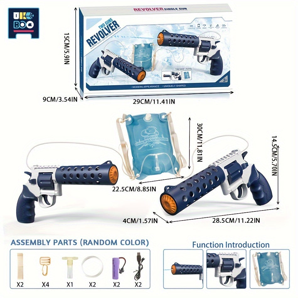 Revolver Electric Backpack Double Gun Can Continuously Shoot Summer Fall Pool Beach Park Family Friends Interactive Toys With Battery