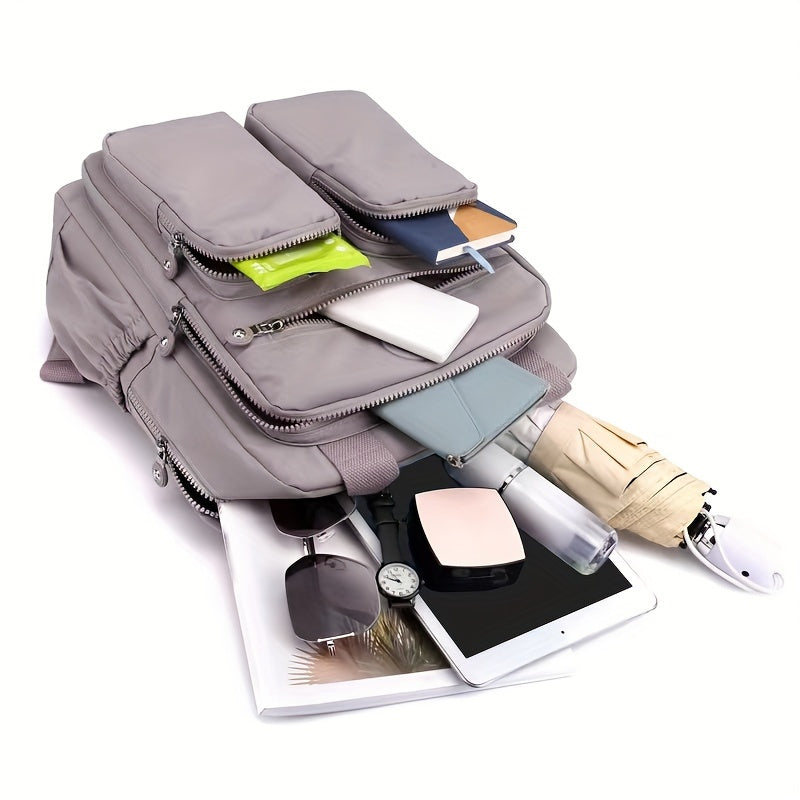 Large Capacity Backpacks for Women Casual Backpacks Women's High-capacity School Bag Solid Color Zipper Travel Bag Multi-pocket Laptop Bag