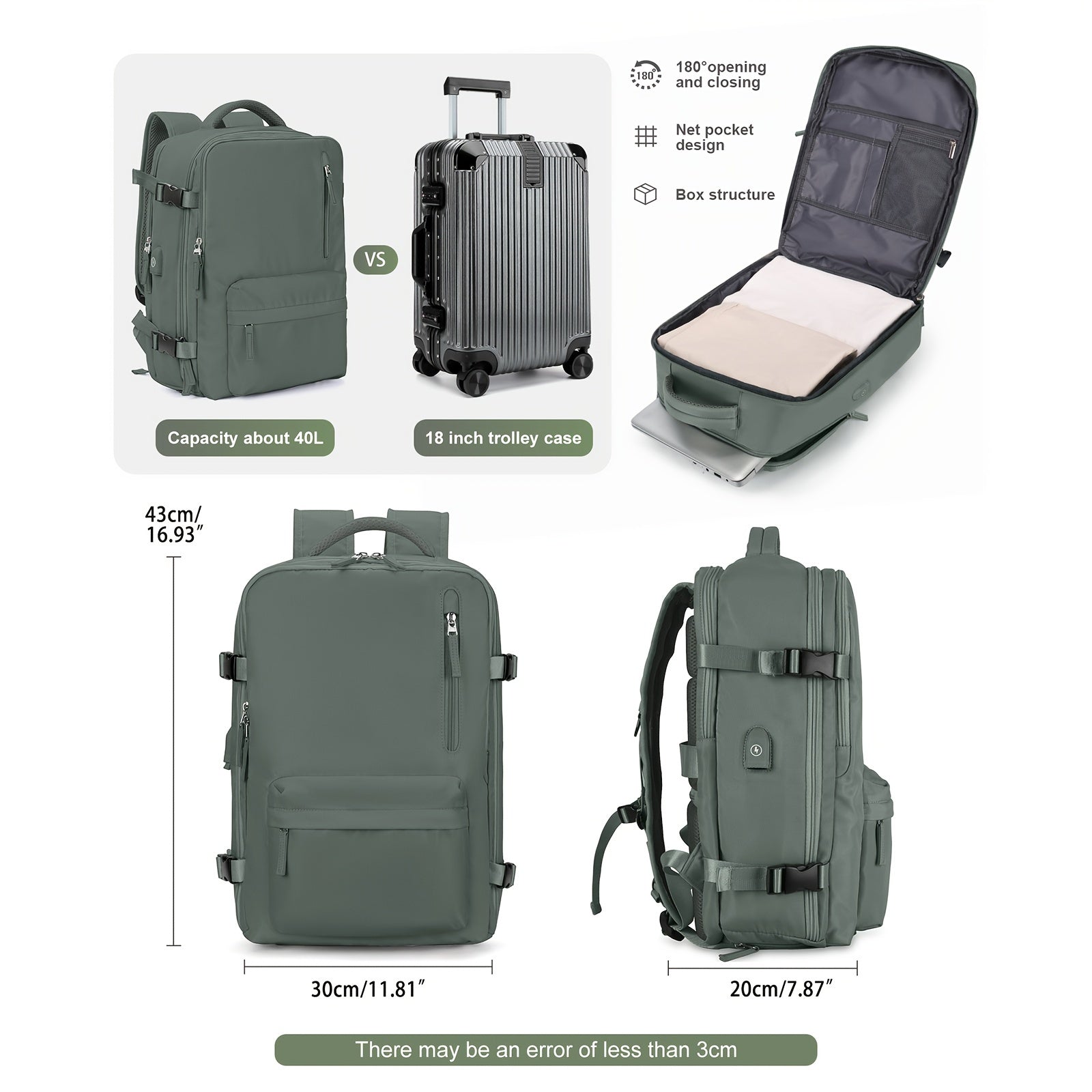 COOFAY Airline-Approved Large Travel Backpack for Men & Women - Durable Nylon, Multi-Compartment with Laptop Sleeve, Adjustable Straps, Ideal for Business & Gym Use, Business Backpack|Sleek Casual Design|Practical Design, Bac