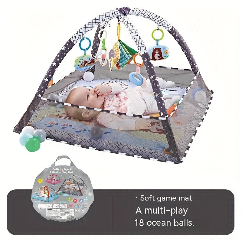 18-Piece Baby Activity Gym Set: Develop Movement & Cognition With Fence Gym, Ball Pit, Crawling Mat & Sensory Toys For Newborns & Toddlers - Perfect Christmas Gift For Boys & Girls!